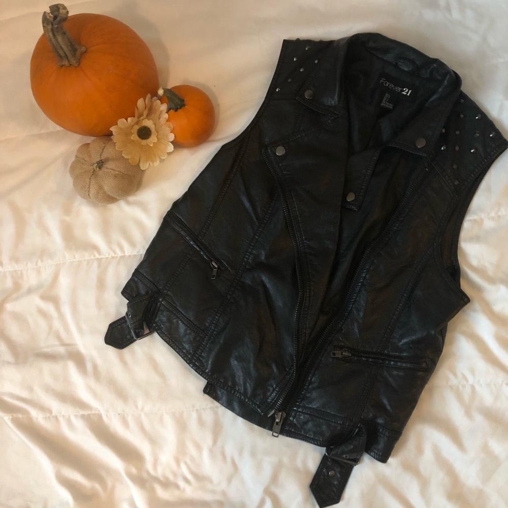 Faux leather vest
